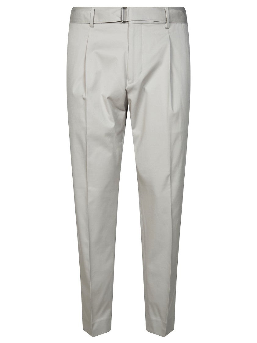 Be Able Beige Carrot Pleated Cotton Trousers