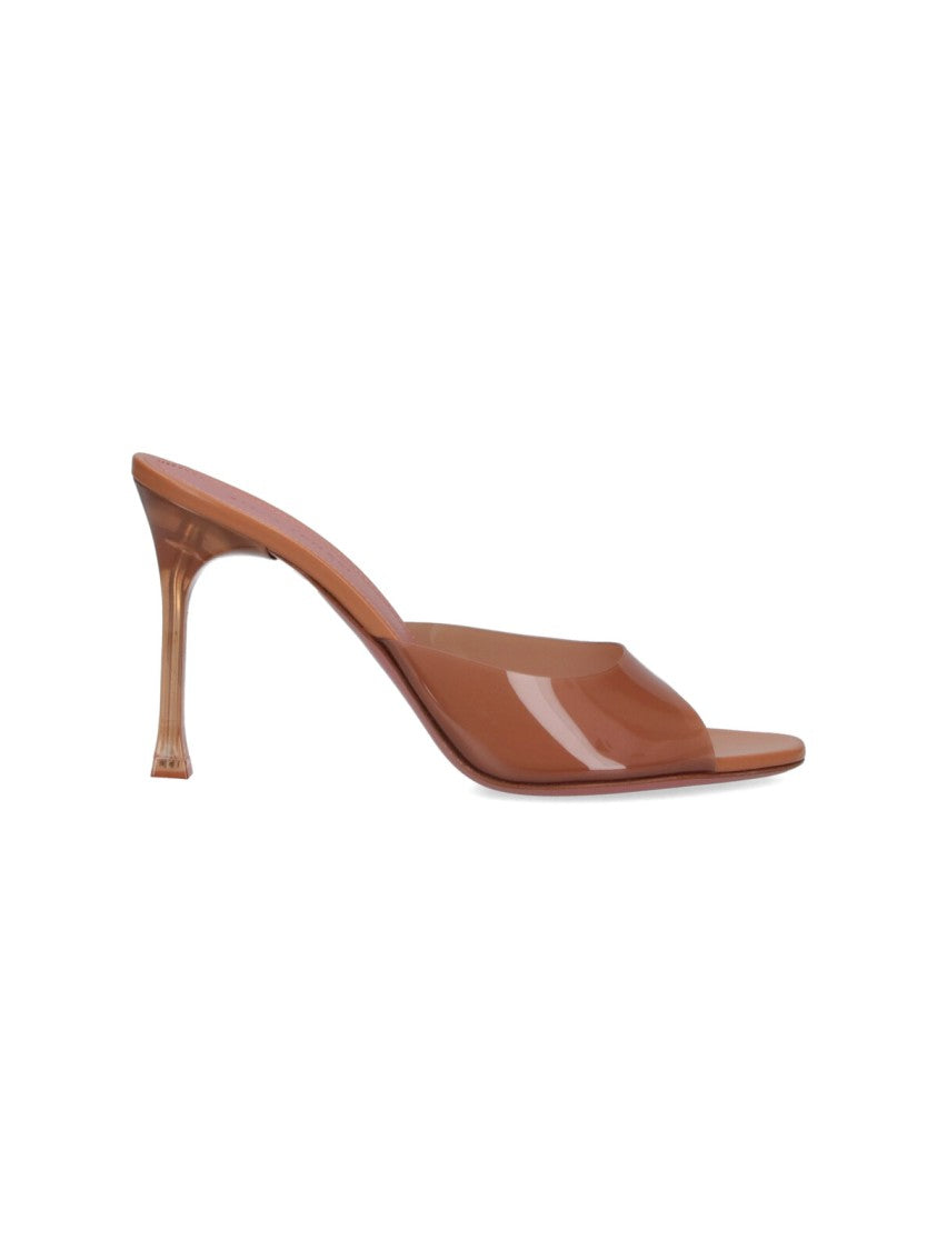 Amina Muaddi Pink Translucent Sculpted Stiletto Mule
