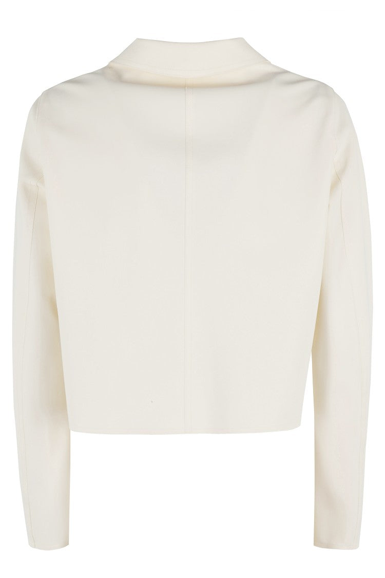 Herno Cropped Technical Fabric Jacket With Notched Collar