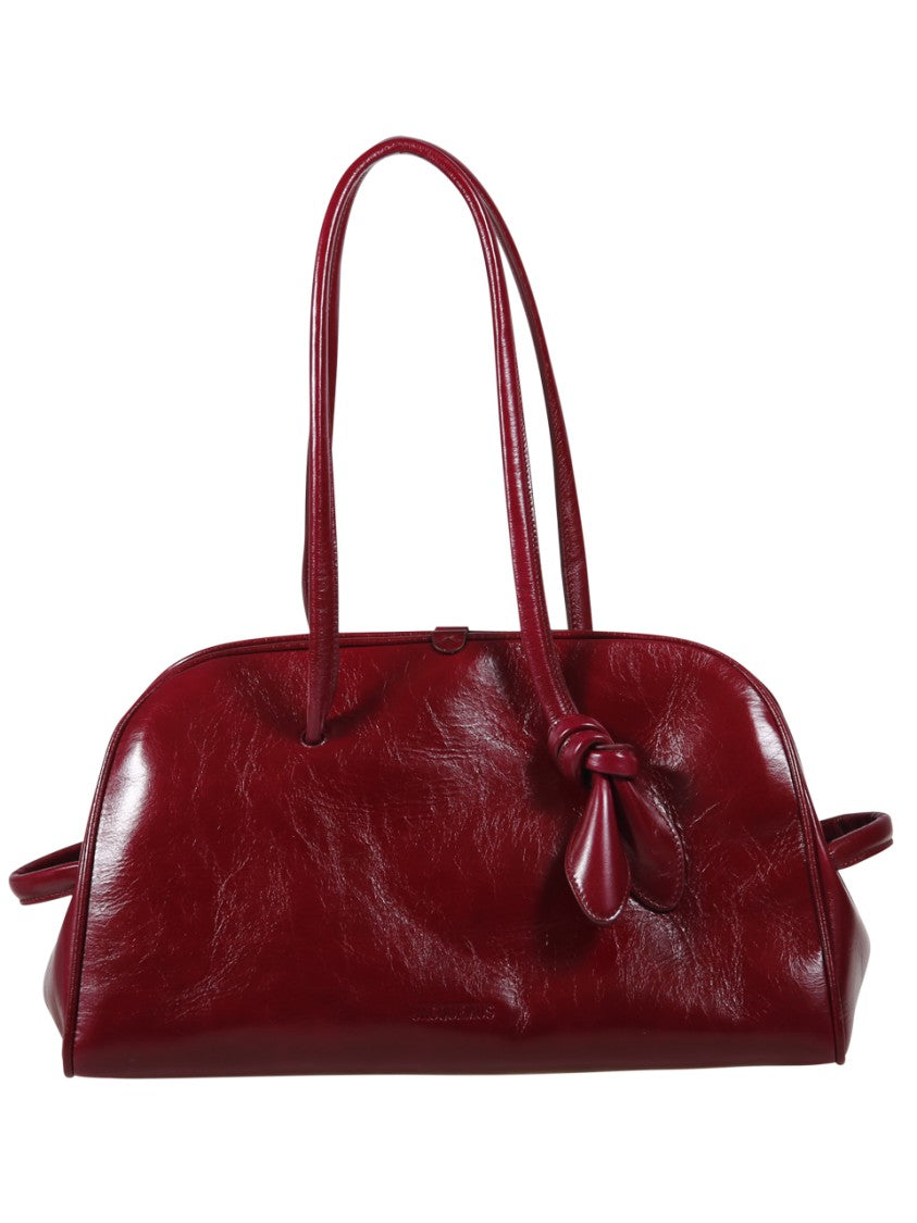 Jacquemus Finish Burgundy Handbag With Knot Detail