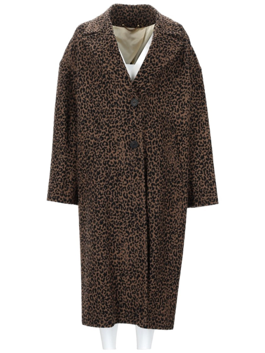 Golden Goose Single-Breasted Cocoon Leopard Wool-Blend Coat