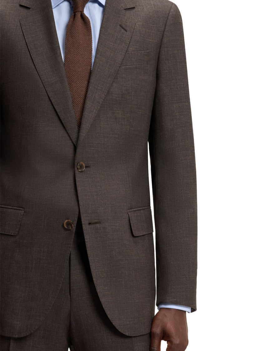 Boss Tailored Brown Suit Jacket With Notch Lapels
