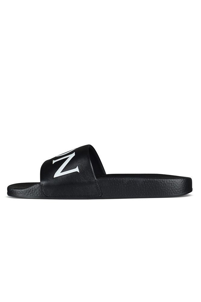 Moncler Black Slides With Iconic Logo Detail