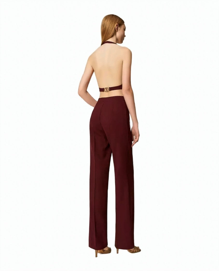 Twin-Set Crêpe Cady Removable Chain Belt Wide-Leg Pants