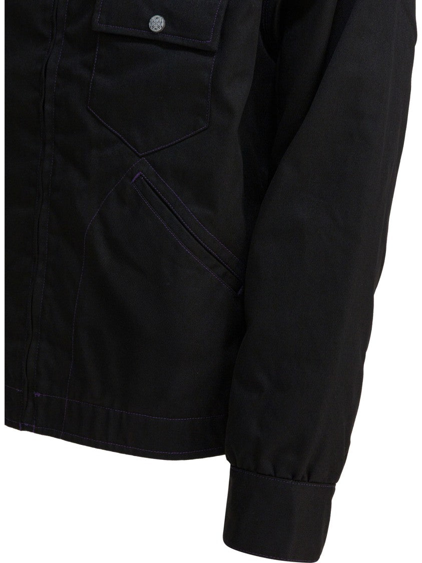 Needles Quilted Black Lightweight Jacket With Classic Collar