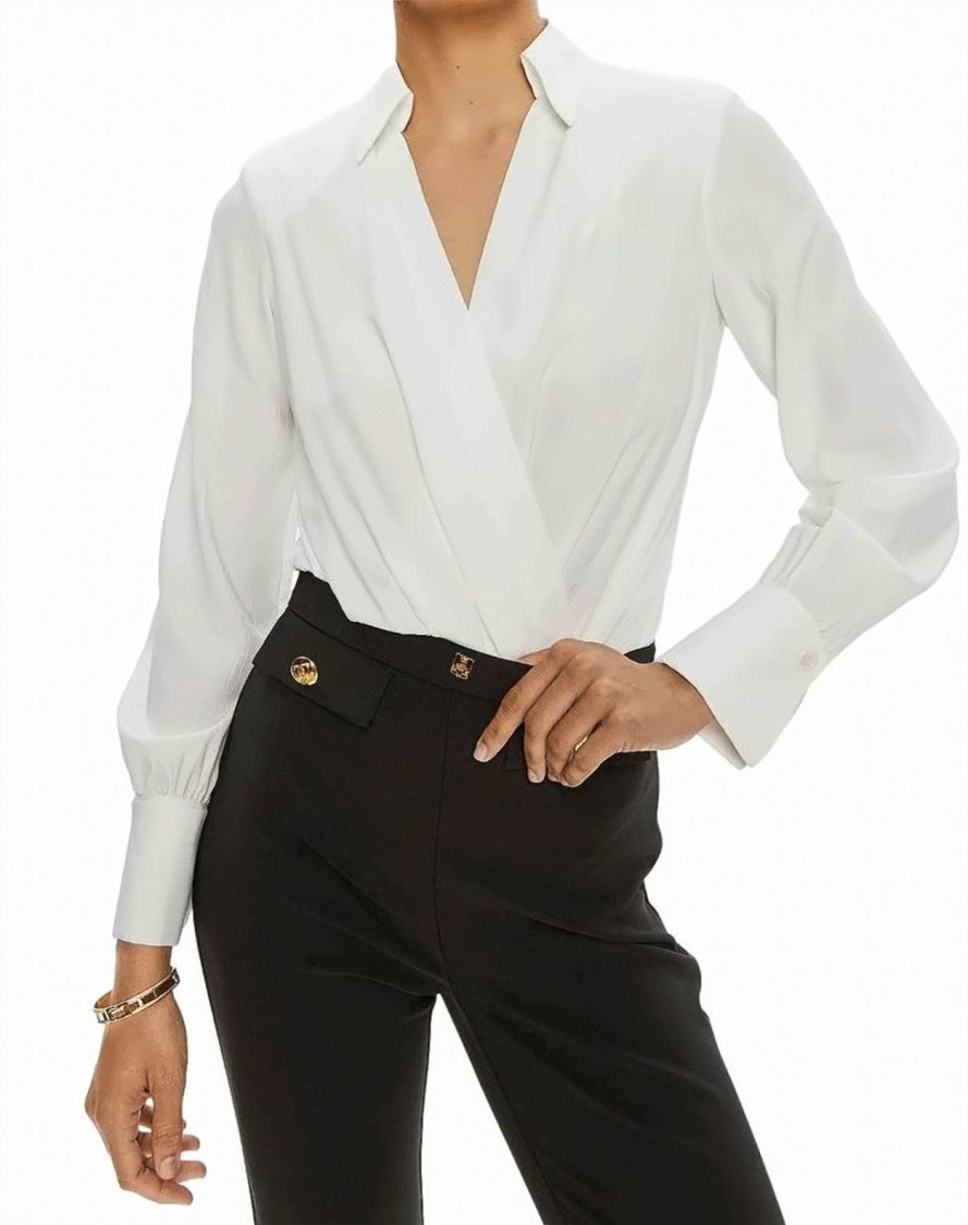 Elisabetta Franchi Viscose Georgette V Neck Bodysuit Shirt