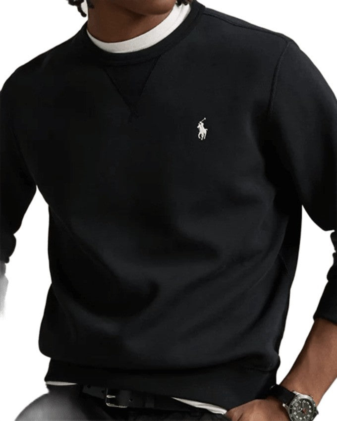 Polo Ralph Lauren Black Sweatshirt With Ribbed Details
