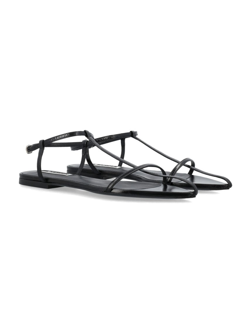 Jil Sander Black Minimalist Sandal With Delicate Straps