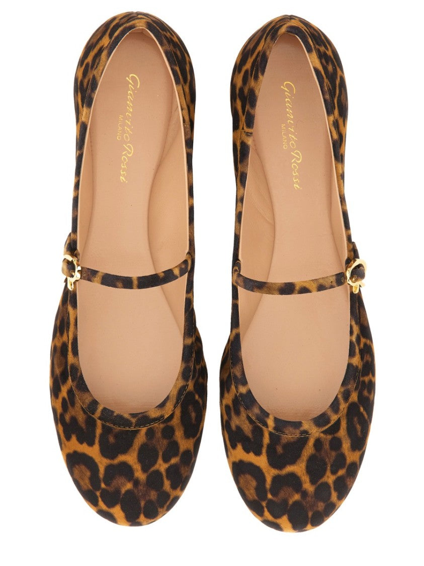 Gianvito Rossi Leopard Animalier Print Buckle Flats