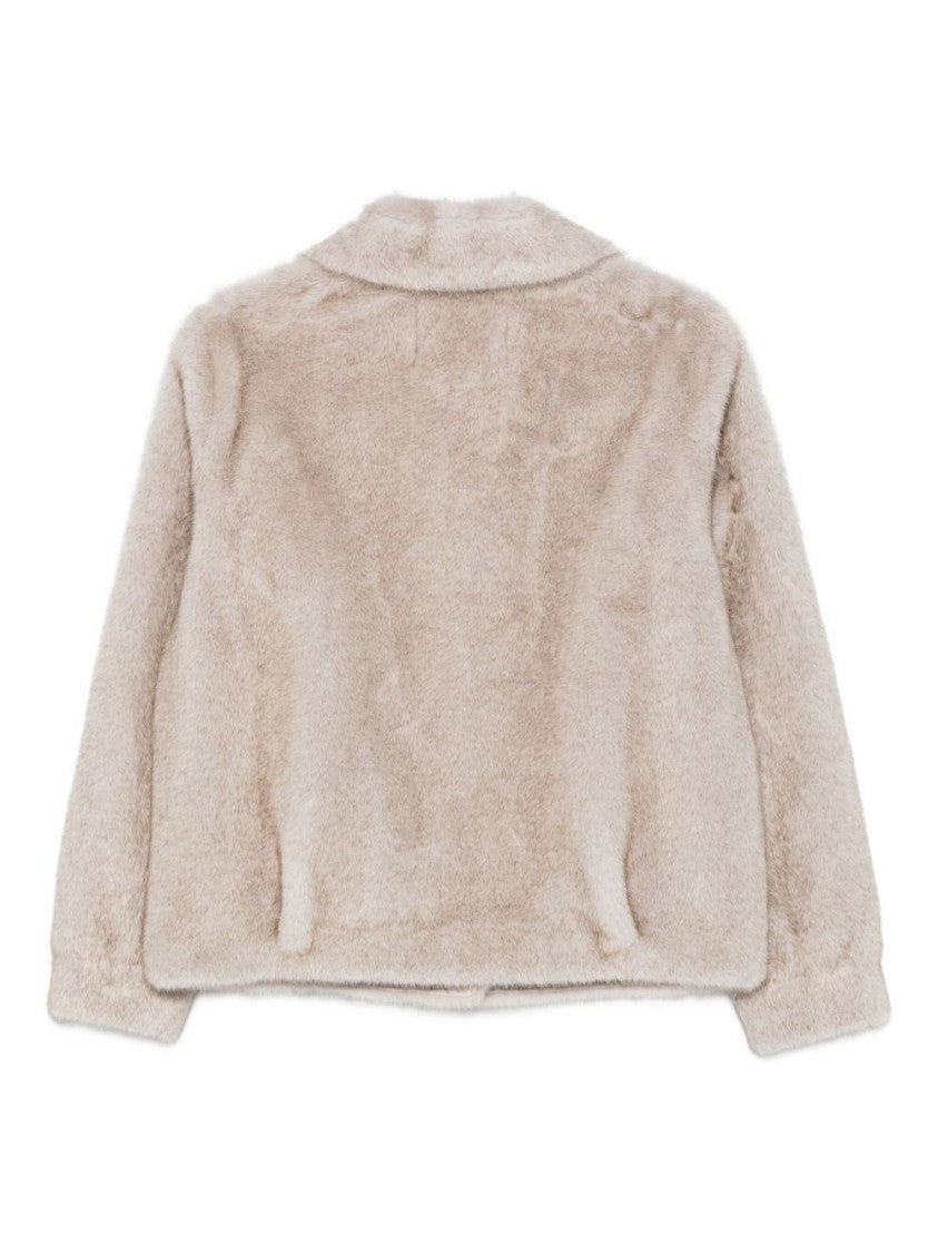 Seventy Sergio Tegon Plush Gray Short Coat With Classic Collar