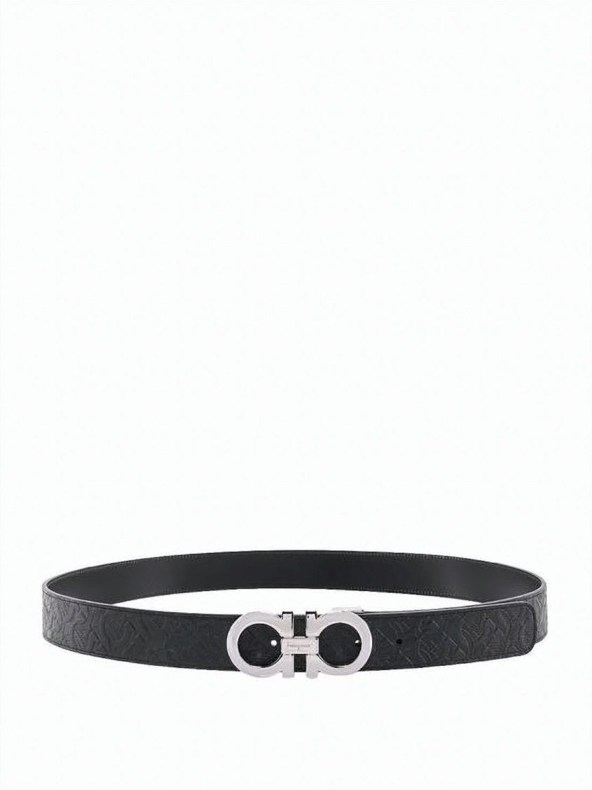 Salvatore Ferragamo Gancini Leather Belt With Silver-Tone Buckle