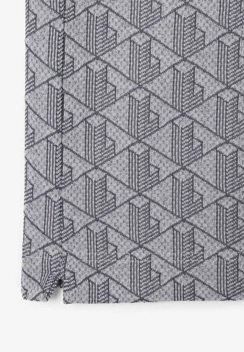 Lacoste Gray Monogram Jacquard Polo Shirt