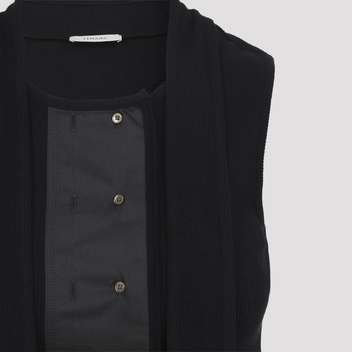 Lemaire Black Cotton Asymmetrical Fitted Top