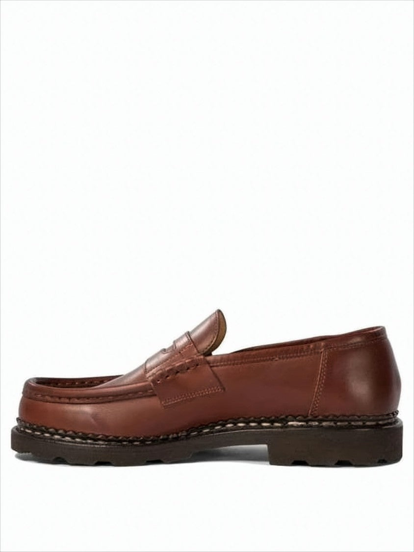 Paraboot Classic Brown Loafers With Moccasin Stitching