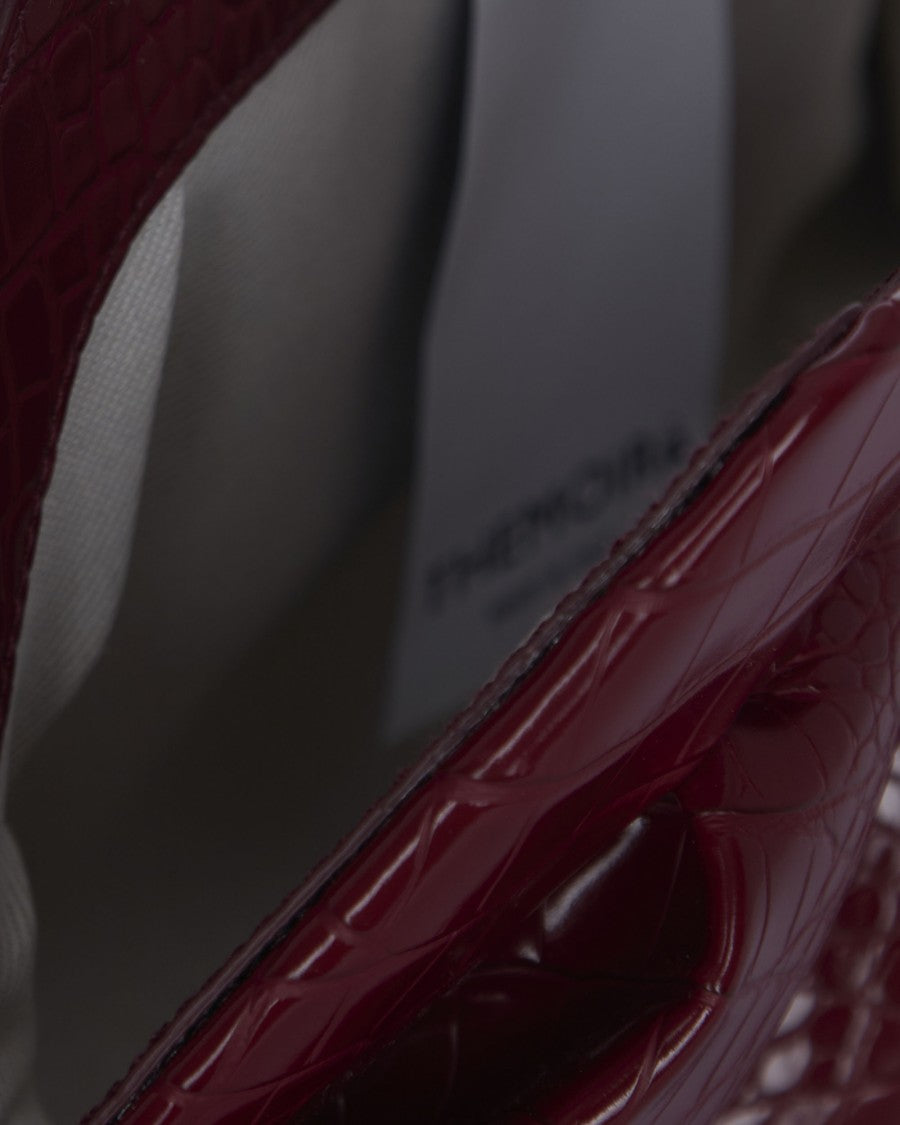 Themoirè Prune Emera Croco Handbag