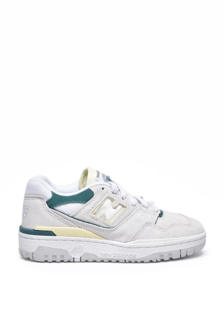 New Balance White Leather Polyester Rubber Women's Sneakers