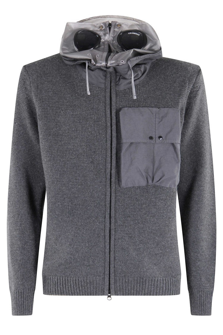 C.P. Company Textured Knit Cardigan With Adjustable Lens Hood