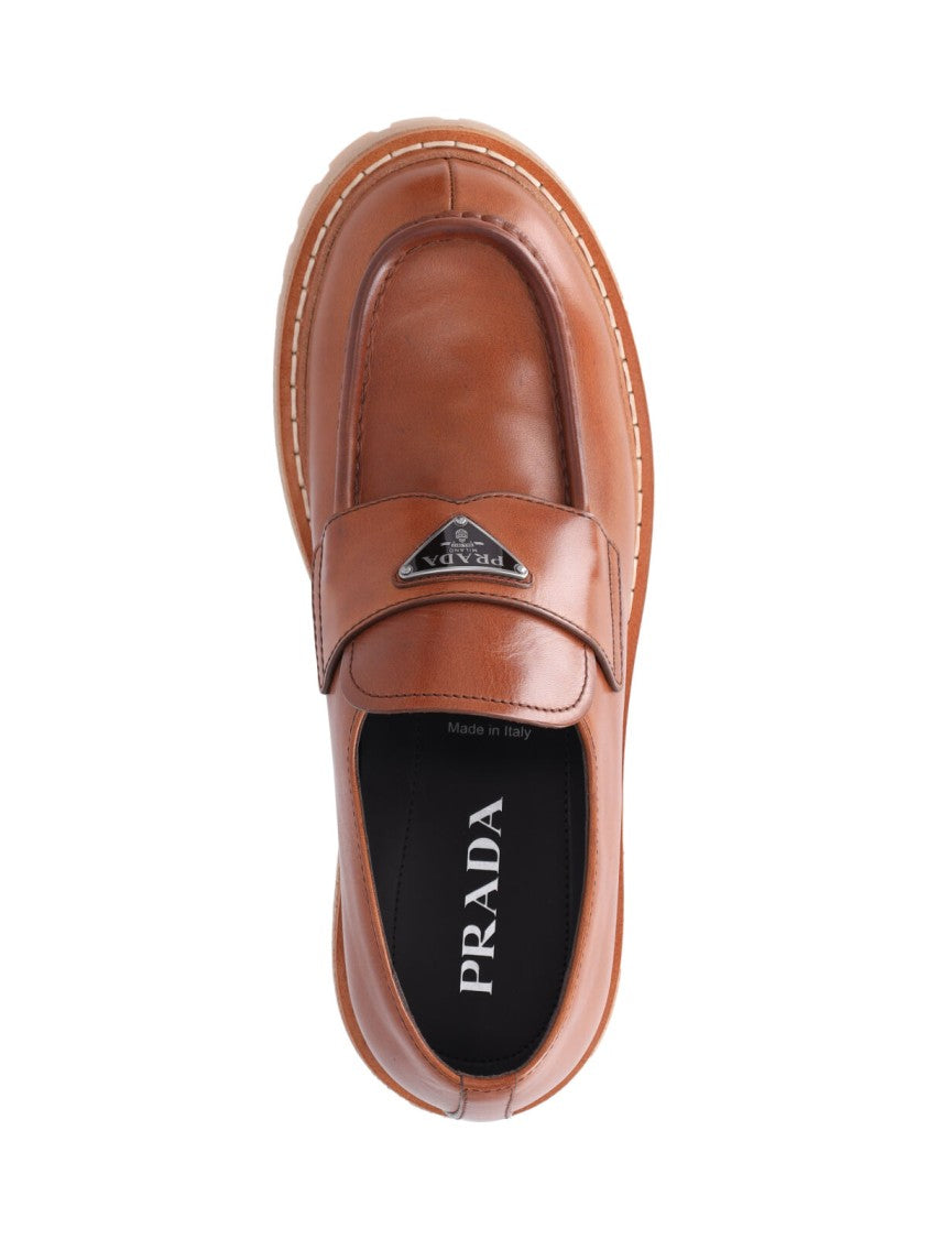 Prada Logo Loafers – Brown