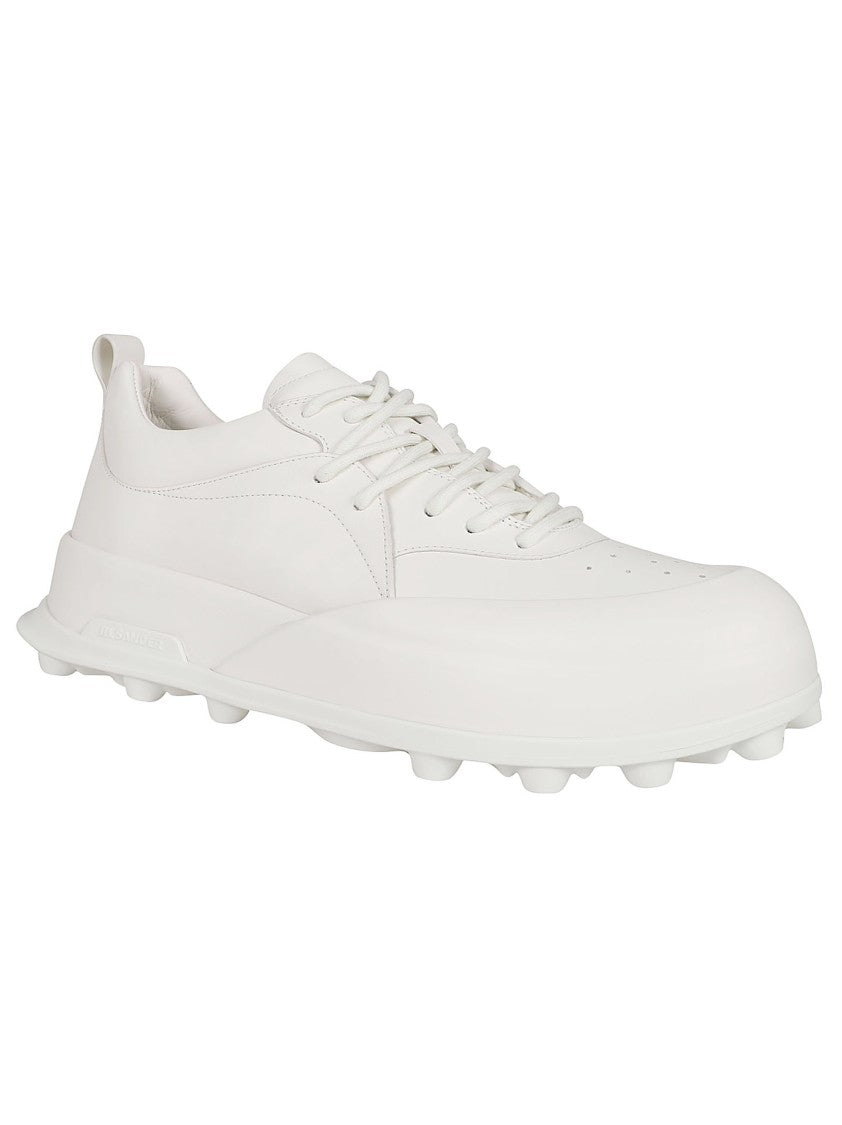 Jil Sander Porcelain White Calf Leather Sneakers