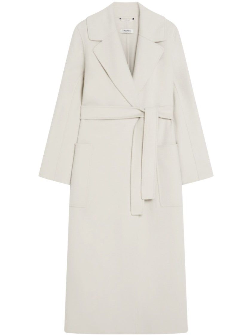 Max Mara Long Grey Coat With Belted Waist