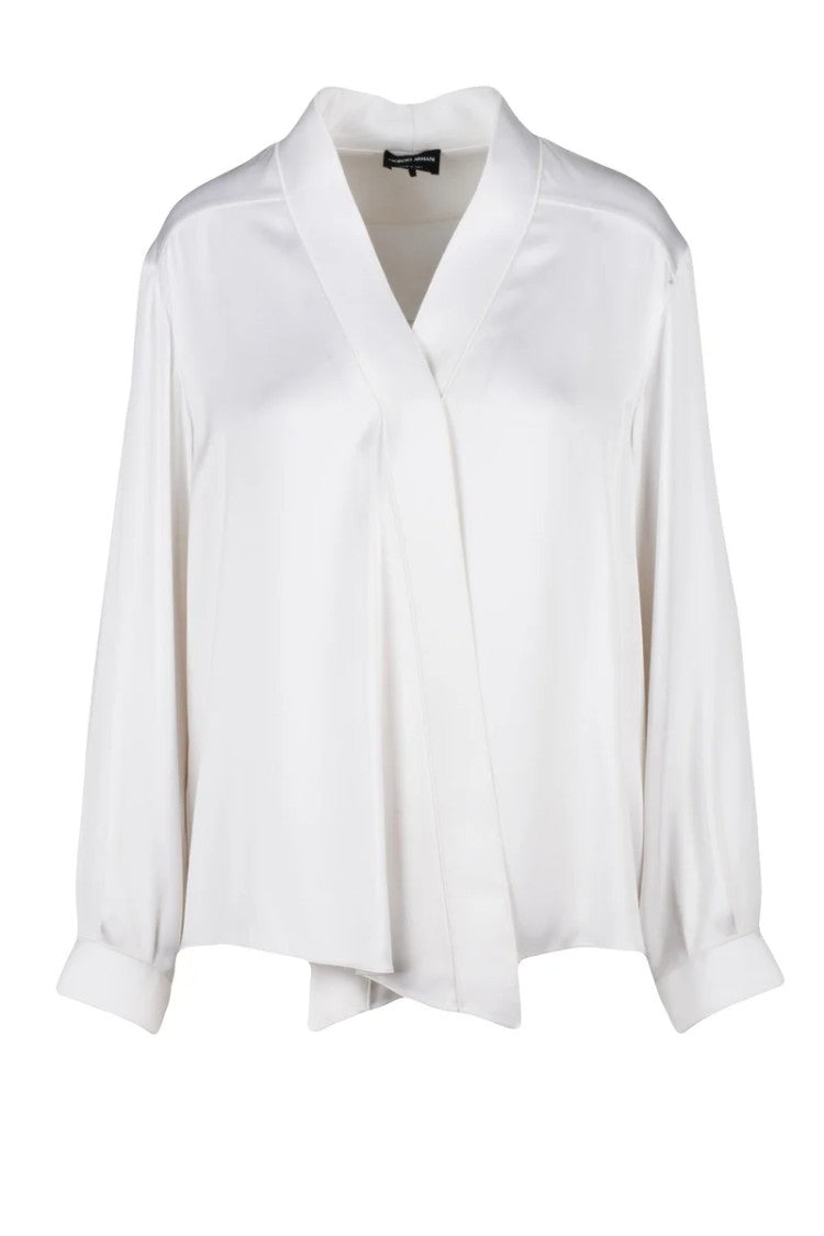 Giorgio Armani Silk Satin Shirt - White