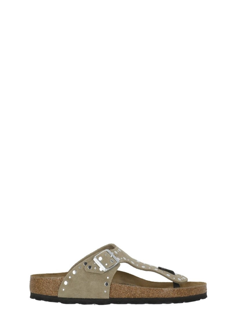 Birkenstock Beige Gizeh Rivet Studded Sandals