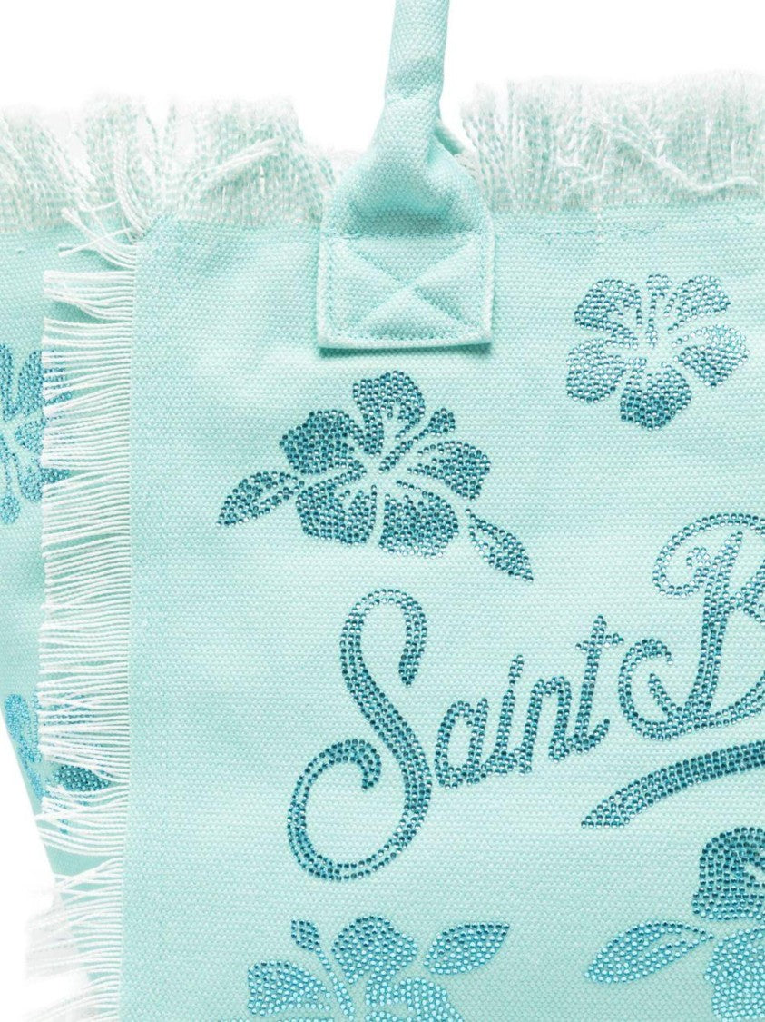 Mc2 Saint Barth Spacious Floral-Patterned Tote Bag With Fringed Edges