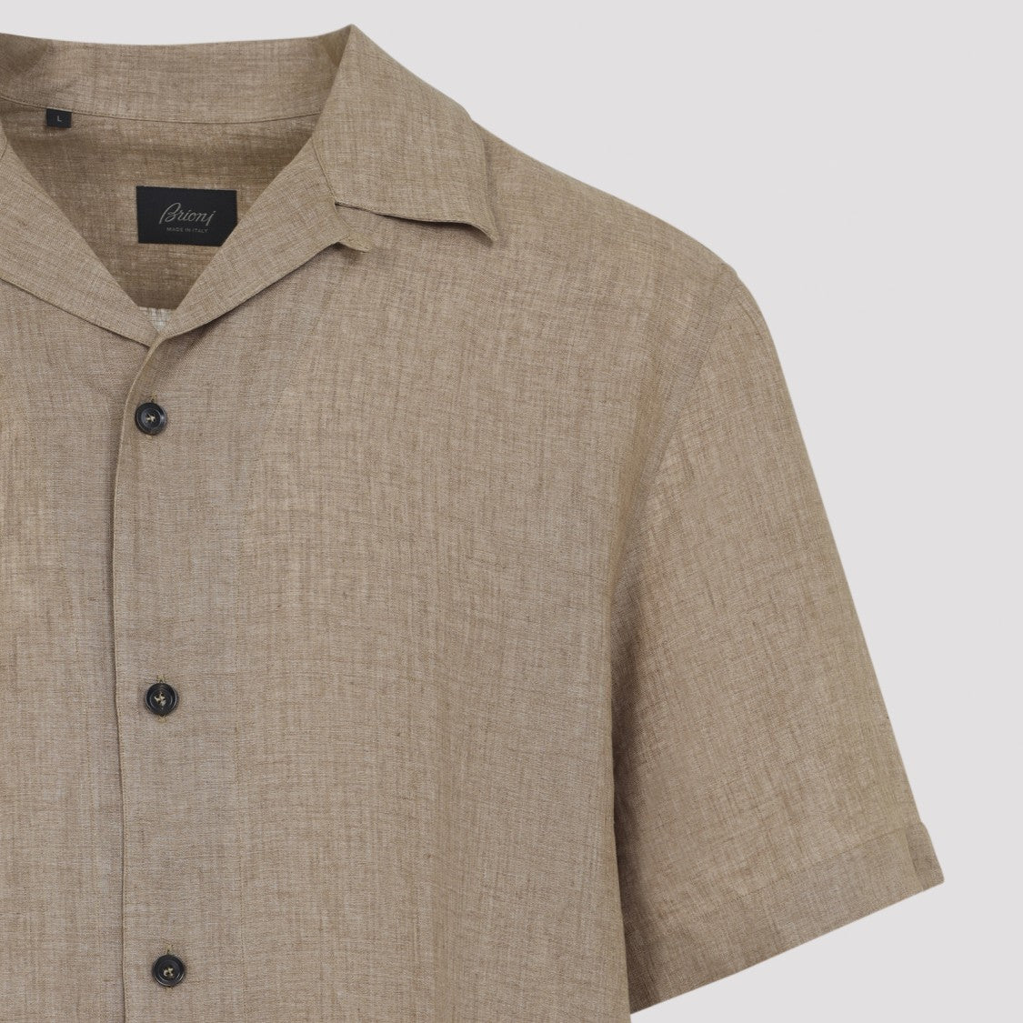 Brioni Premium Linen Short-Sleeve Shirt With Classic Camp Collar