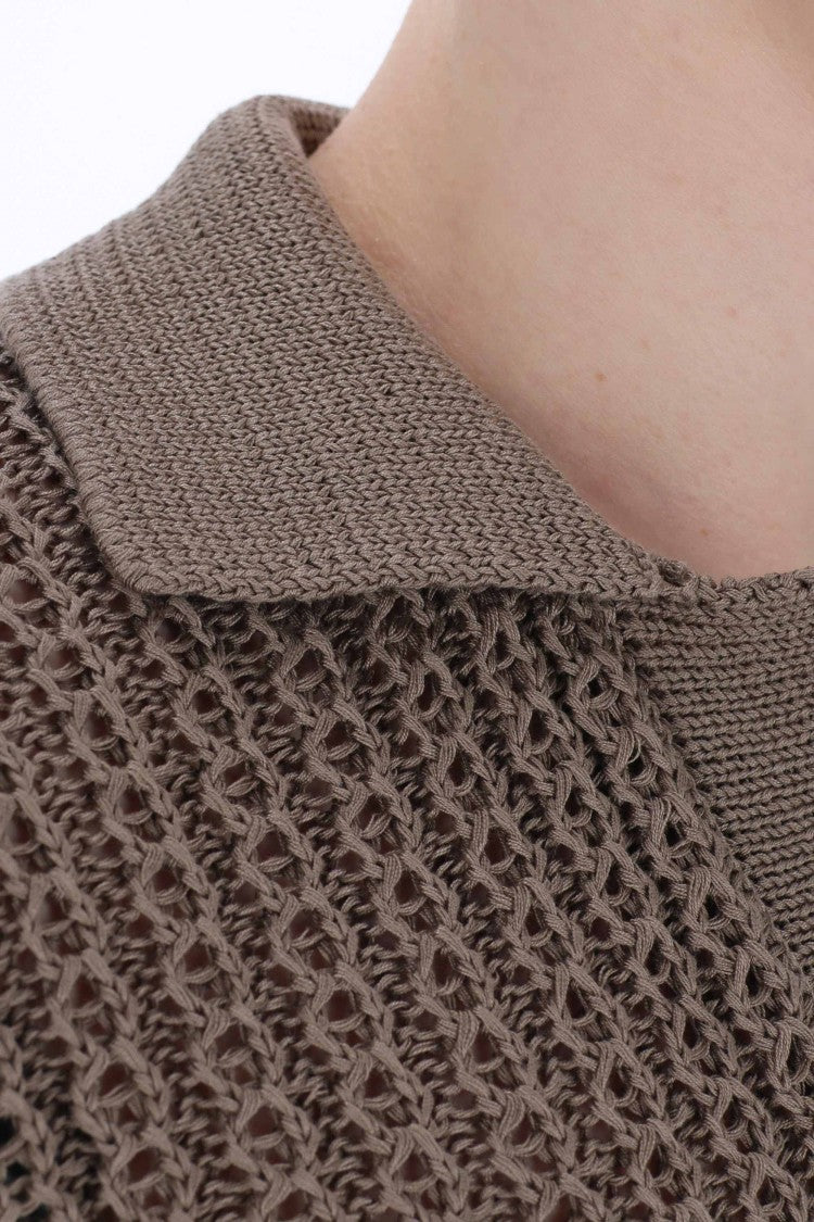 Tagliatore Open Collar Knitted Cotton Polo