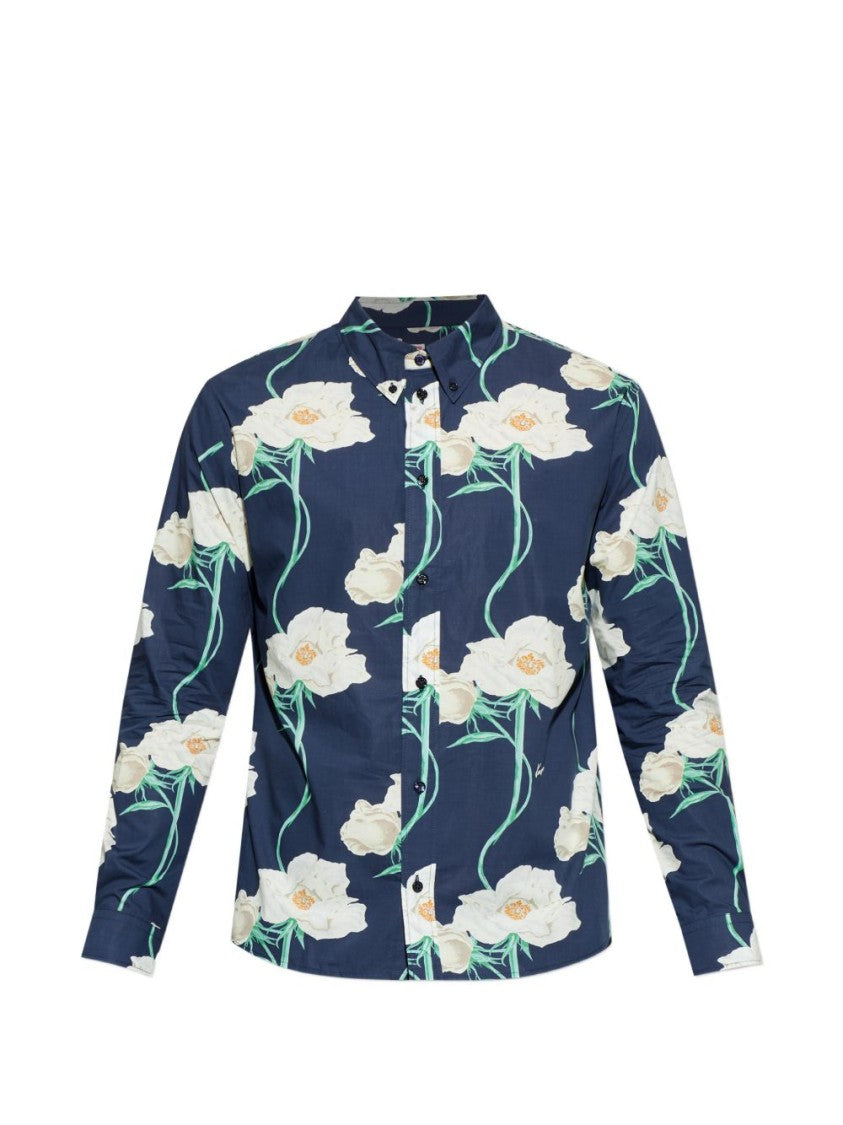 Kenzo Blue Silk And Nylon Classic Shirt
