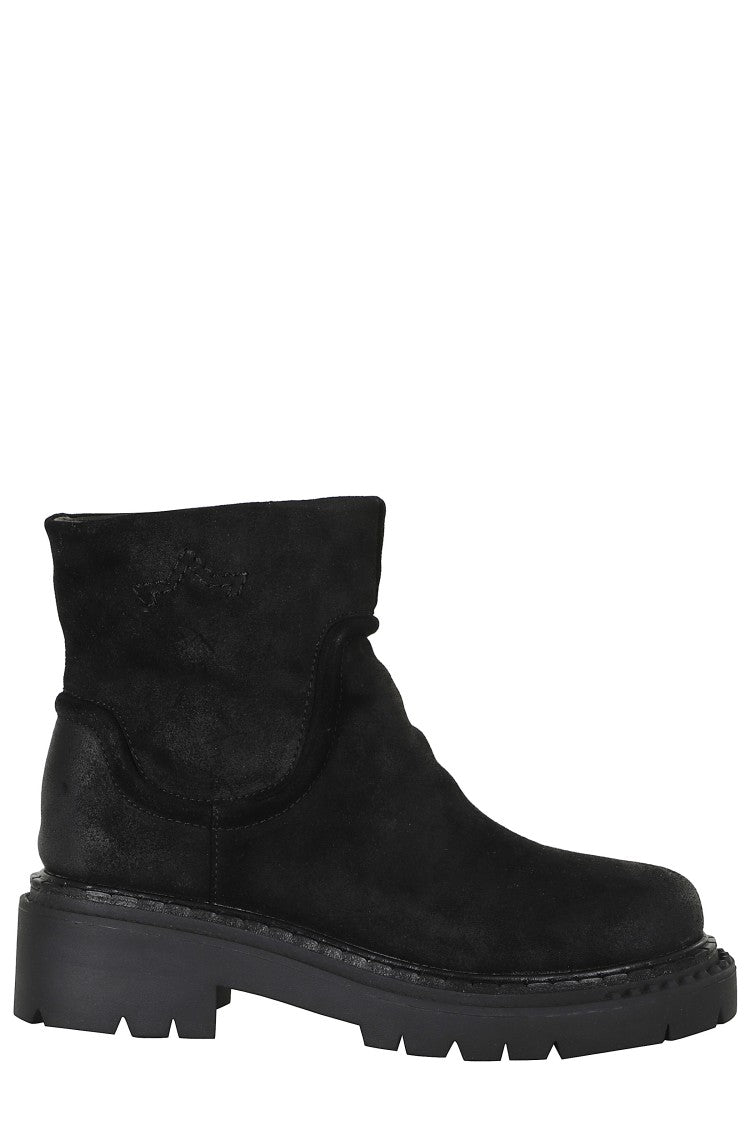 Ash Black Oiled Suede Ankle Boots