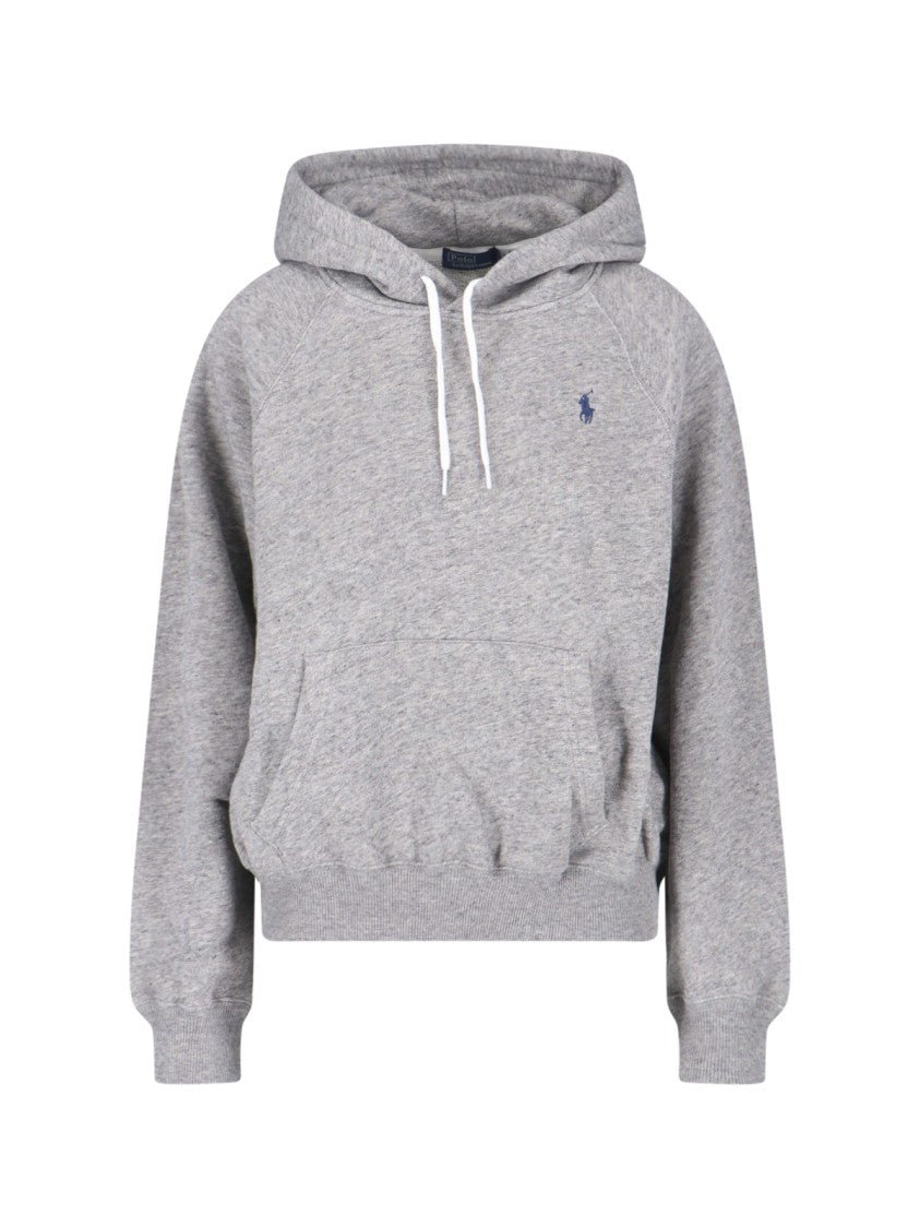 Polo Ralph Lauren Grey Embroidered Logo Cotton Hoodie