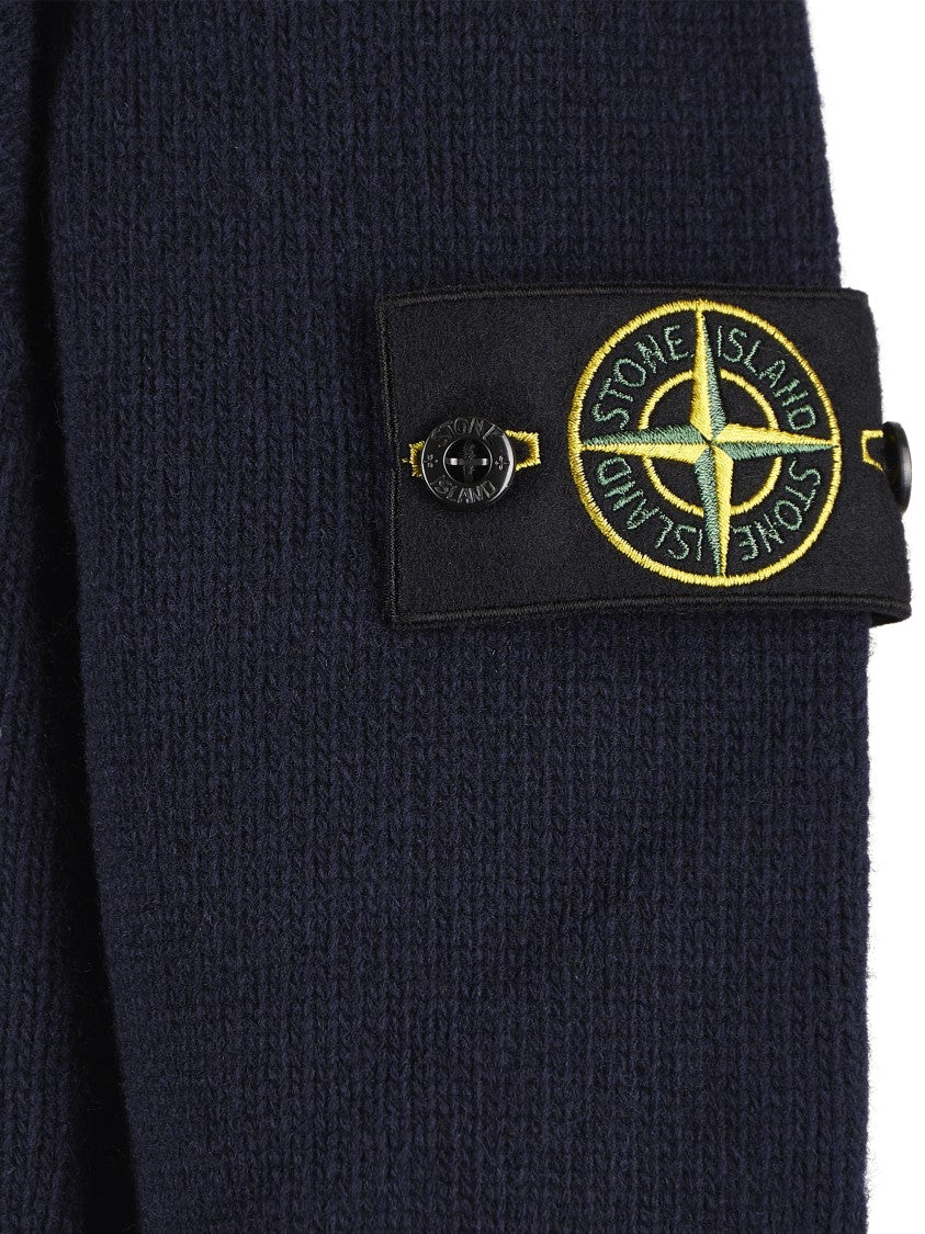 Stone Island Navy Blue Knit Sweater With Textured Pattern