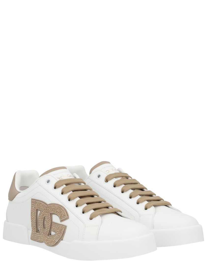 Dolce & Gabbana Low-Top White Leather Sneakers