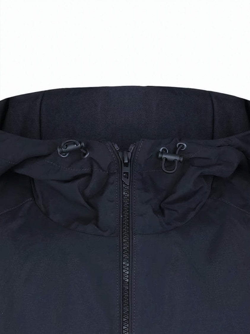 Diesel Hooded Black Nylon Jacket With Piping And Adjustable Features