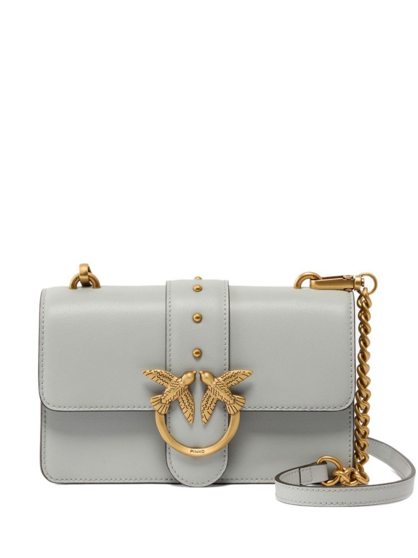 Pinko Rectangular Grey Handbag With Bird Clasp