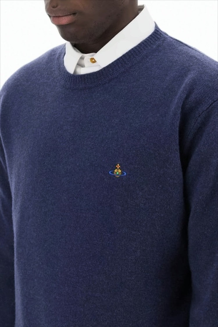 Vivienne Westwood Classic Crew Neck Sweater With Subtle Logo Embroidery