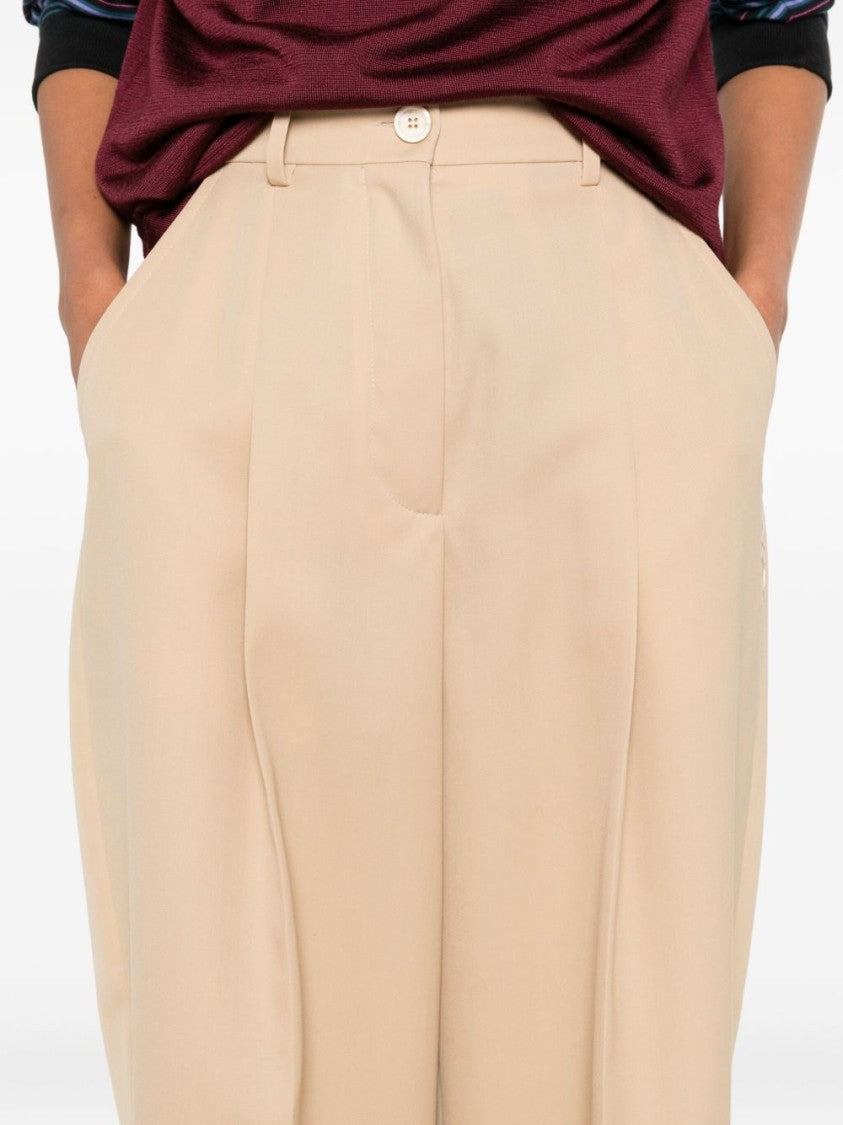 Marni High-Waist Brown Wide-Leg Trousers With Front Pleats