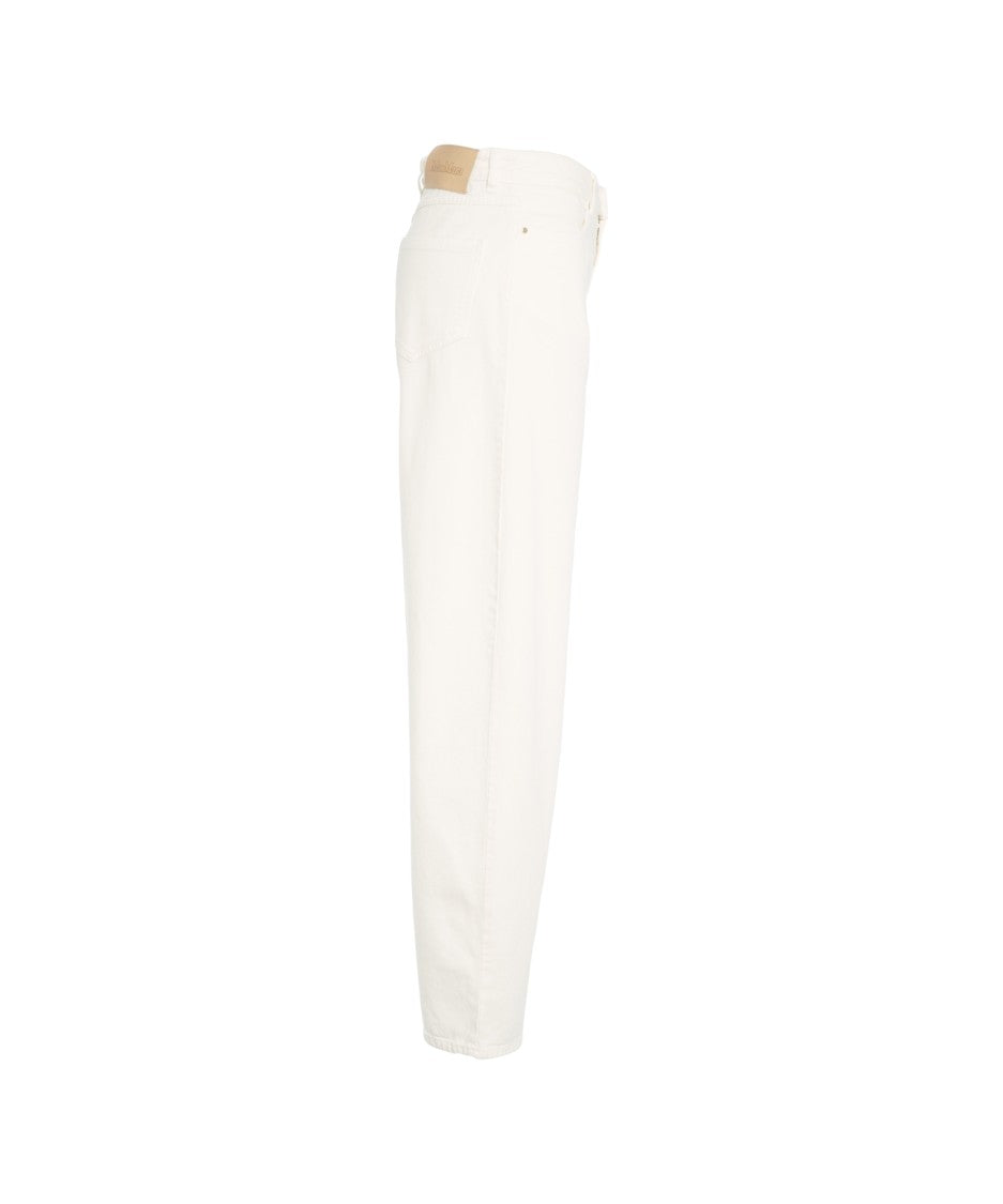 Max Mara High-Waisted White Wide-Leg Jeans With Classic Five-Pocket Design