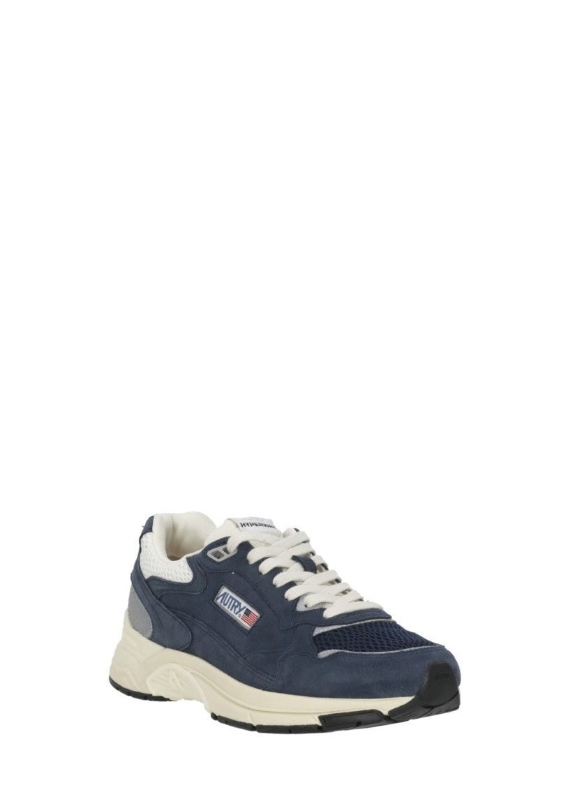 Autry Blue Pebbled Leather Contrasting Details Low-Top Sneakers