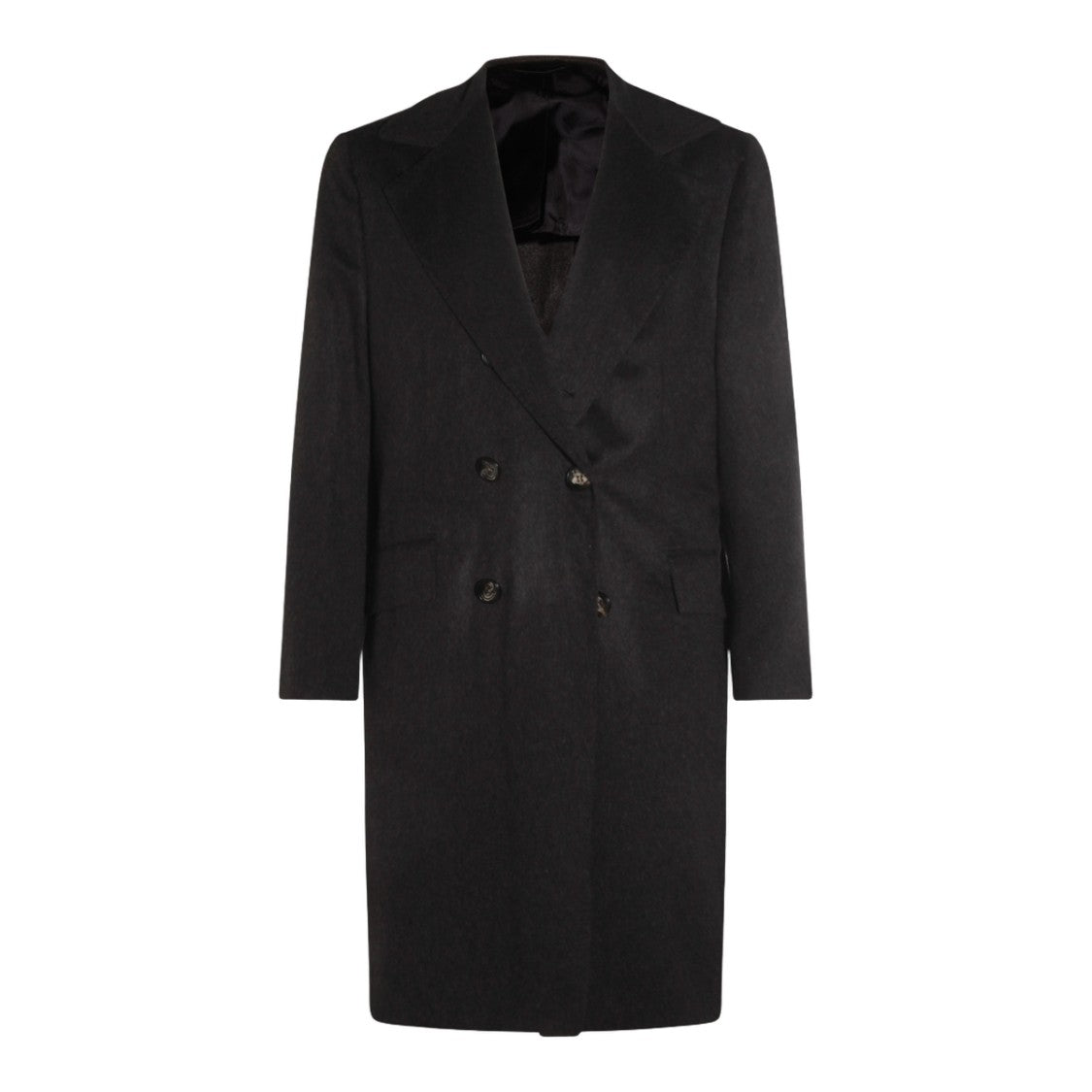 Kiton Long Double-Breasted Tailored Coat With Notched Lapel