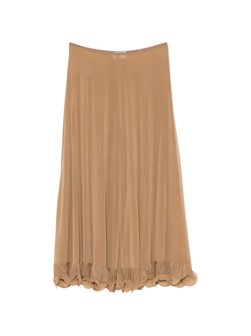 Moschino Gathered Ruffle Skirt With Brown Elasticated Waistband