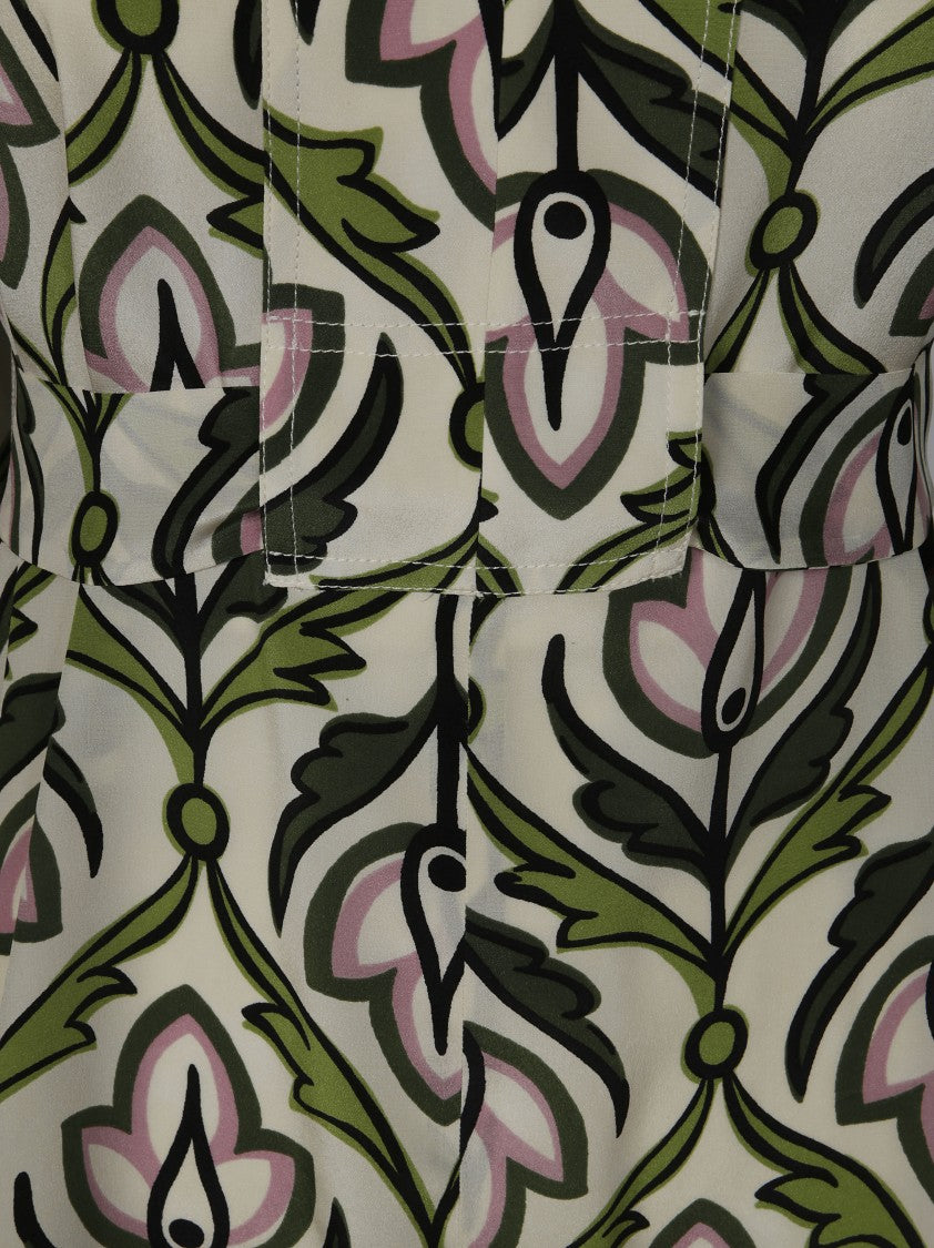 Max Mara Floral Pattern Dress With Fitted Waist