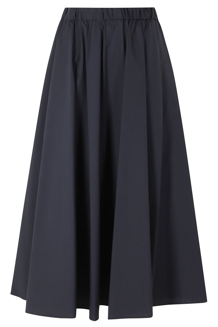 Aspesi Blue Long Elastic-Waist Cotton-Blend Flared Skirt