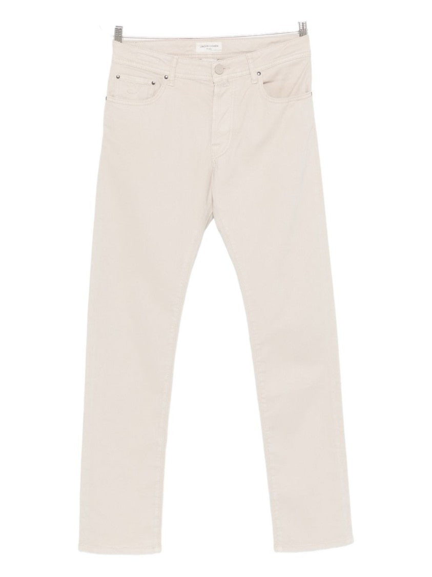 Jacob Cohen Straight-Leg Light Grey Trousers With Five-Pocket Design