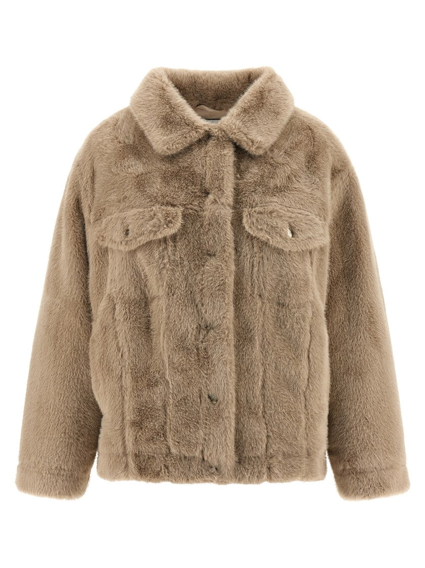 Nude Eco Fur Jacket Jeans