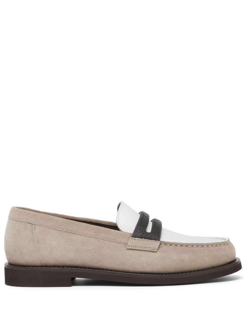 Brunello Cucinelli Colour-Block Penny Slot Slip-On Loafers