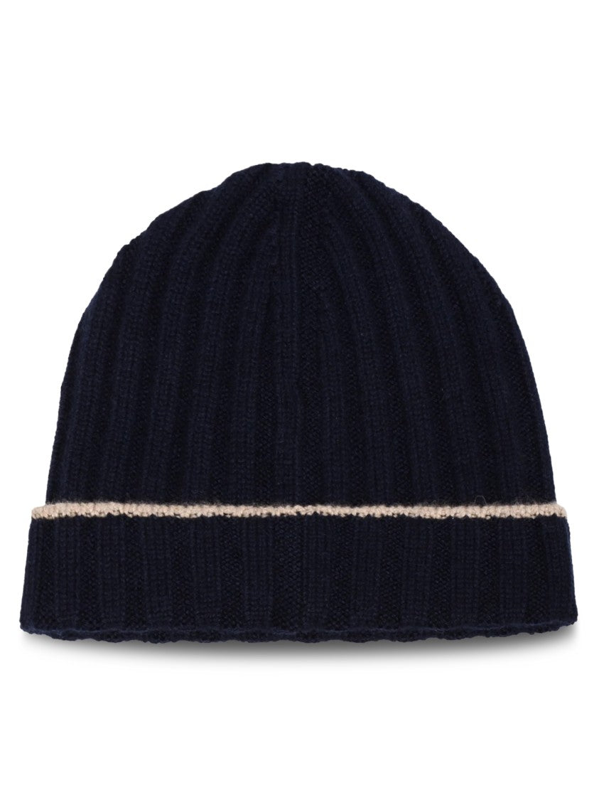 Brunello Cucinelli Papalina Contrasting Trim Ribbed Knit Beanie