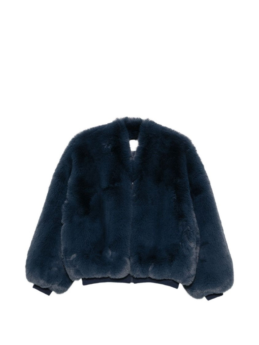 The Frankie Shop Cropped Jacket With Plush Faux Fur And Balloon Sleeves