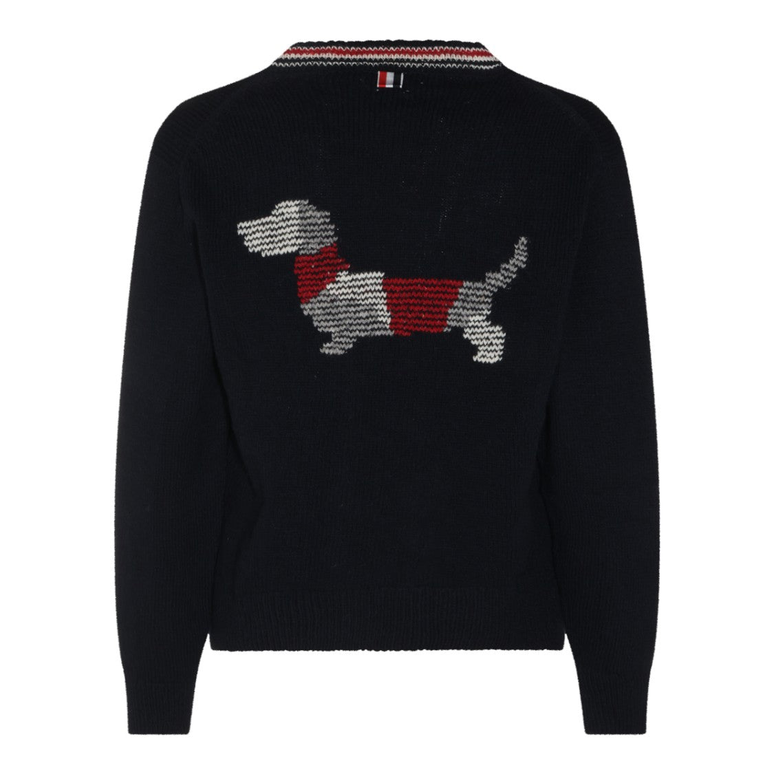Thom Browne Navy Wool Cardigan With Contrasting Trim